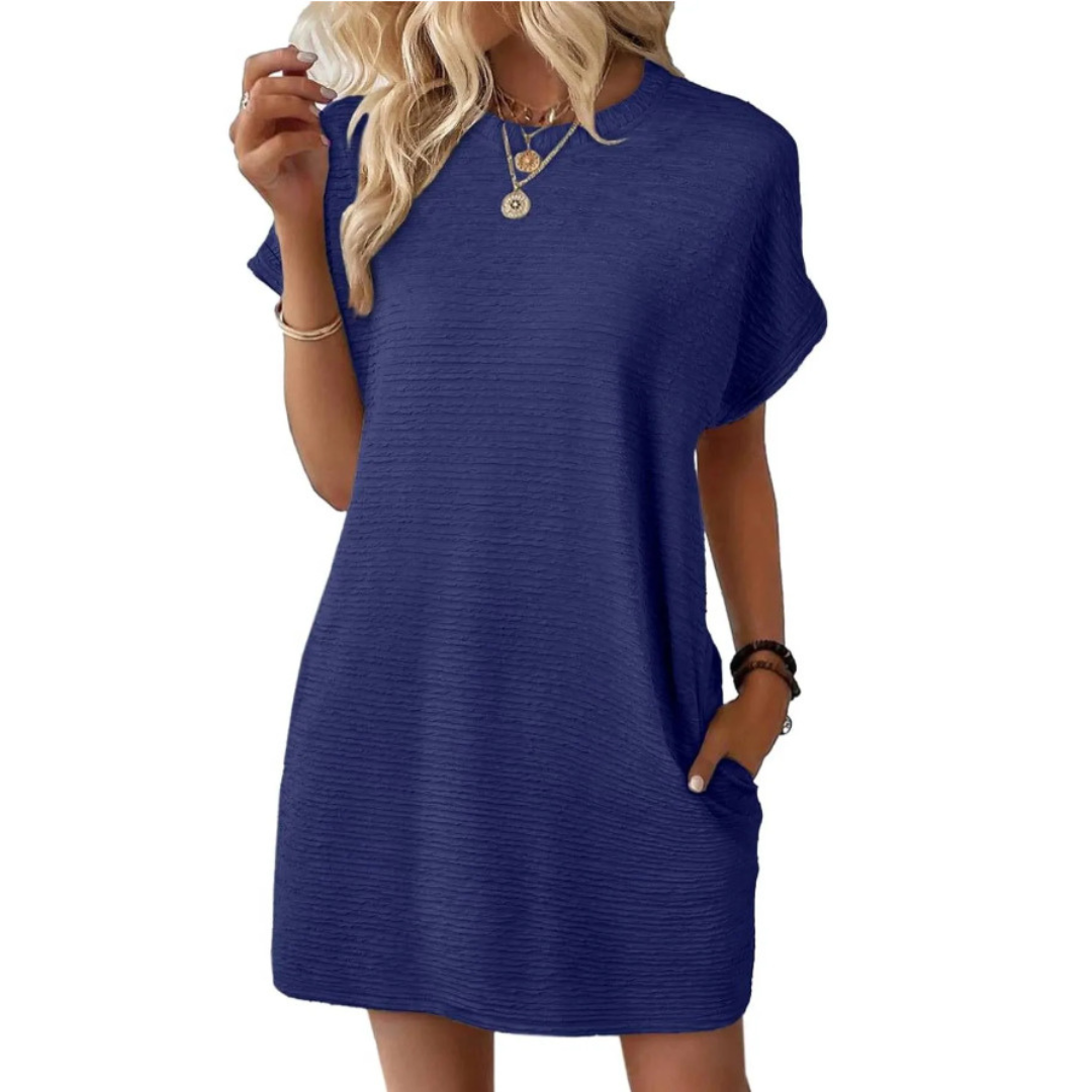 EVASHA™ – Robe d'été décontractée minimaliste à col rond