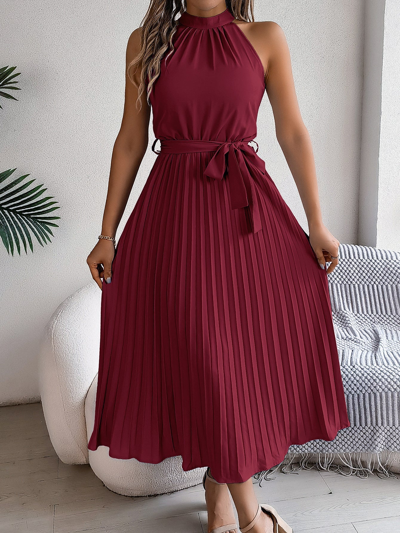 CEDRINE™ – Robe Midi Plissée Élégante