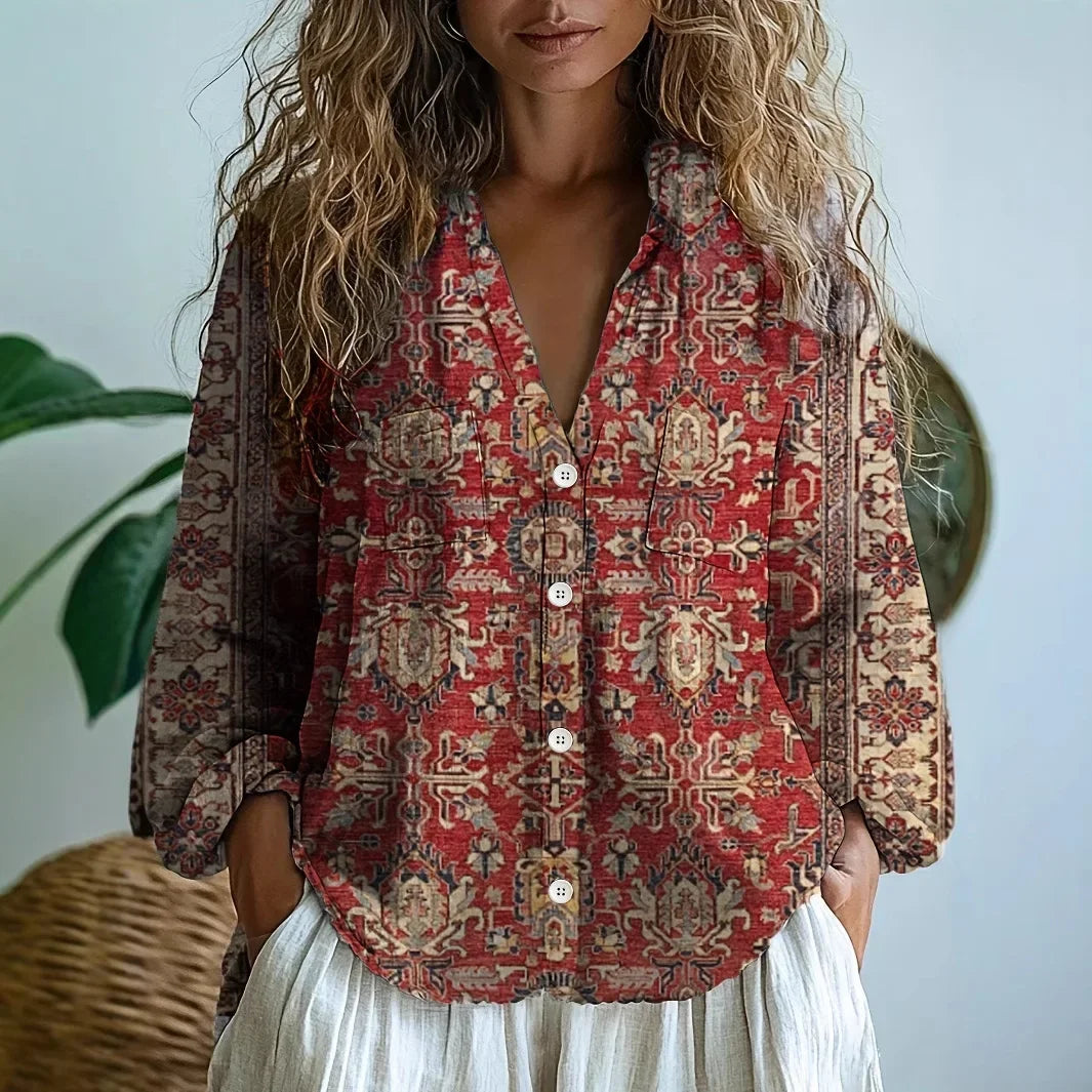 Freya™ | Avslappet Bluse med Naturprint
