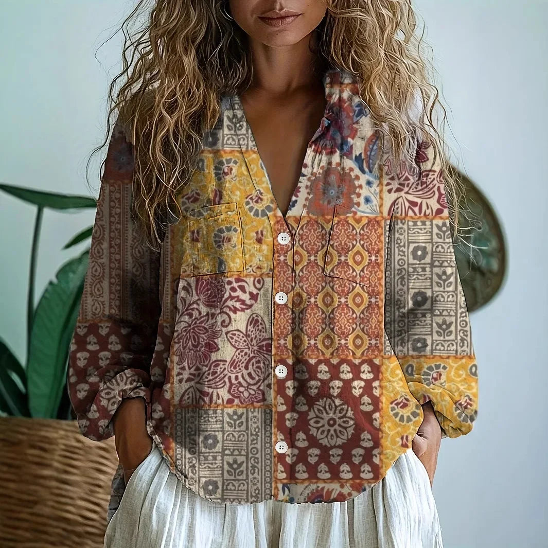 Freya™ | Avslappet Bluse med Naturprint