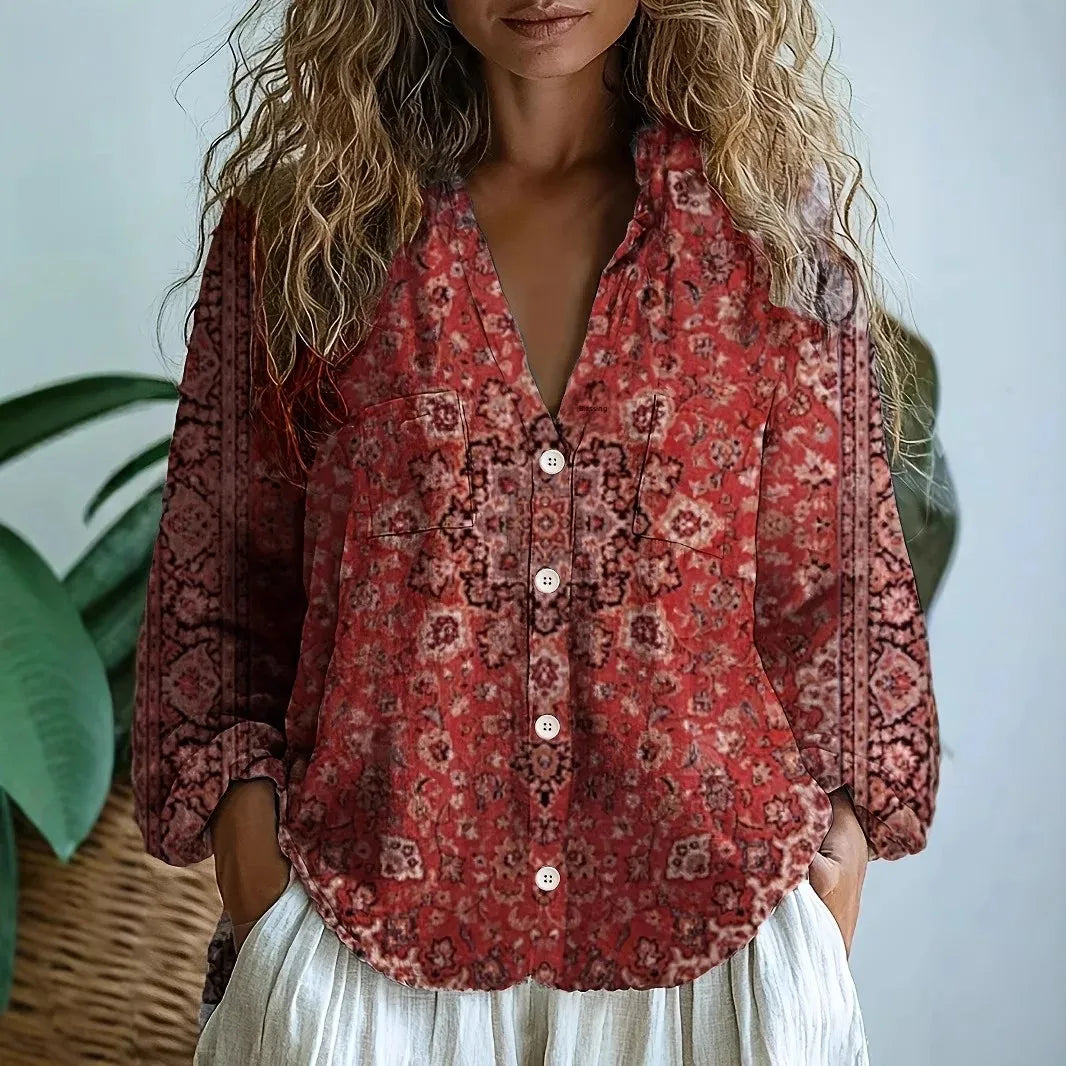 Freya™ | Avslappet Bluse med Naturprint