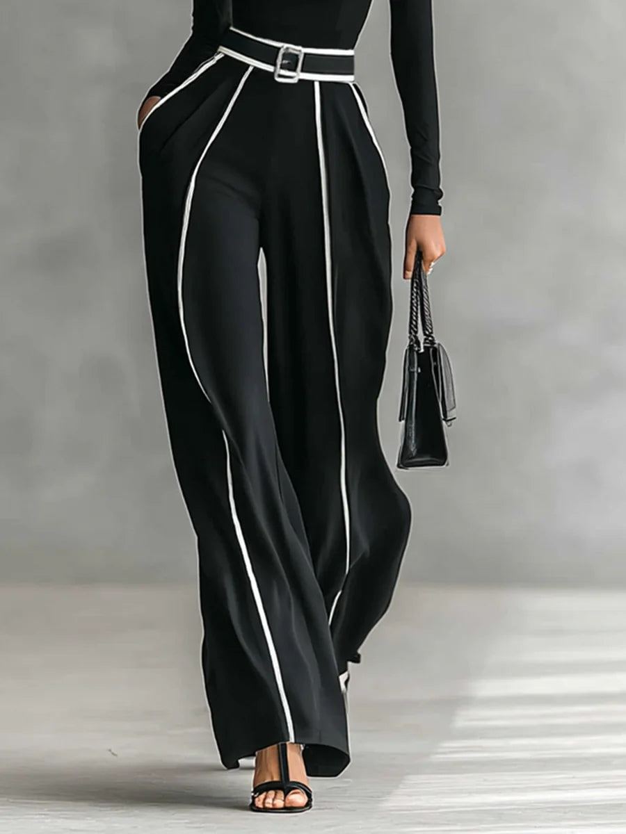 Emma - Ensemble élégant de deux pièces avec col montant et pantalon large