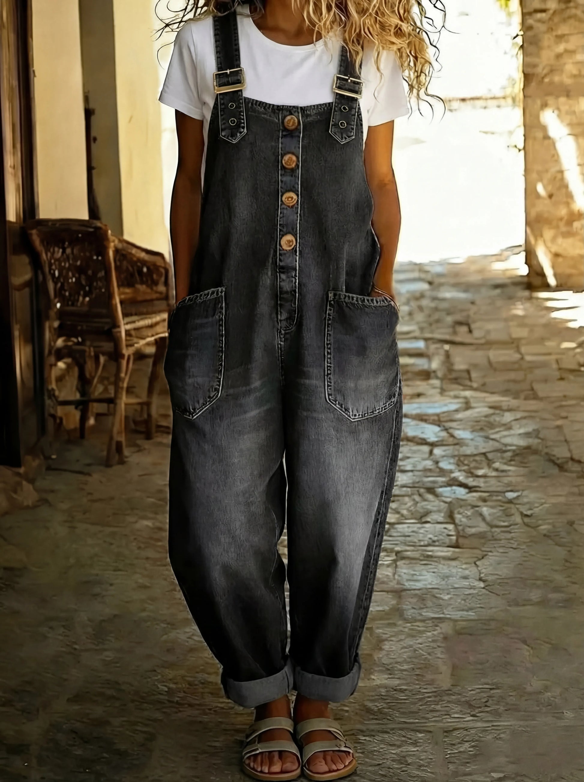 Chamodi - Salopette en Jean Décontractée avec Boucle Ajustable