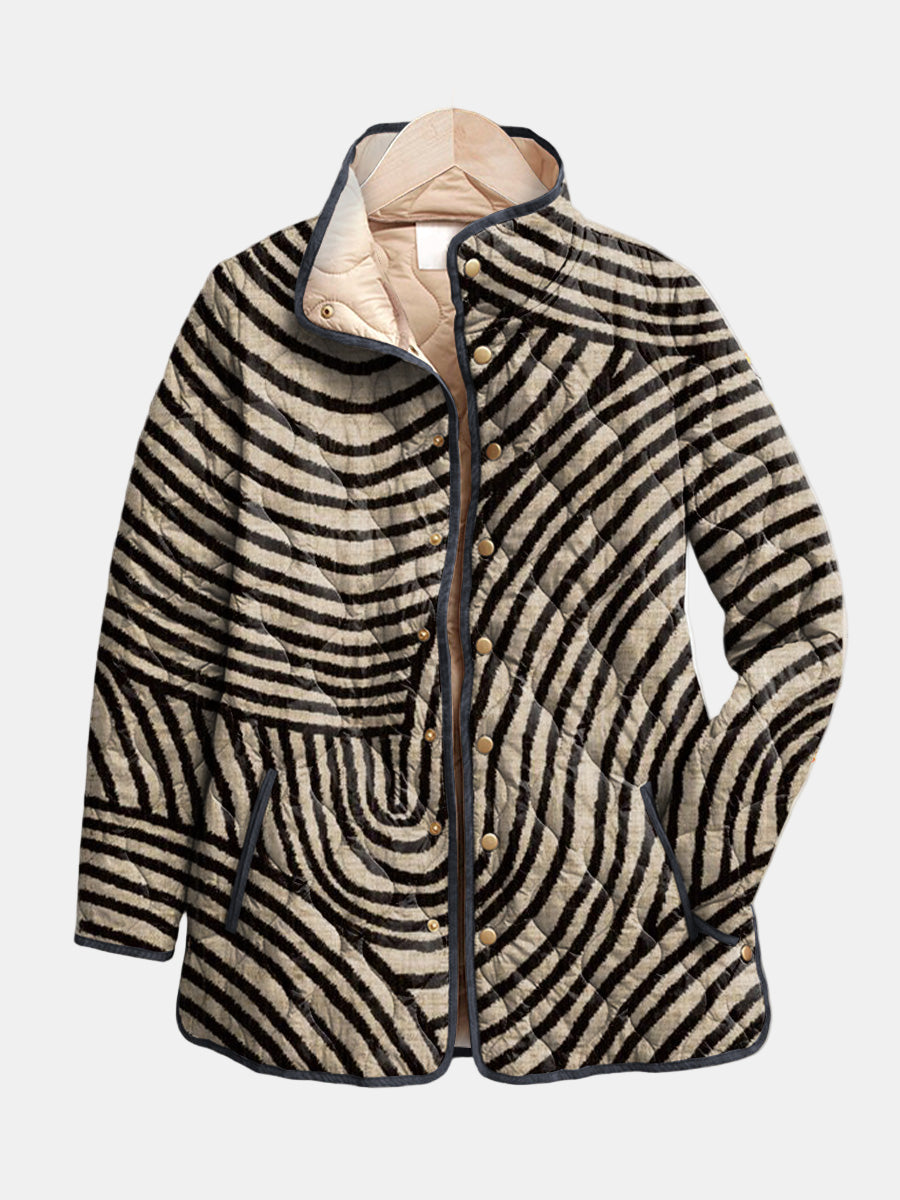 Inaya | Veste matelassée avec design circulaire rétro dessiné à la main