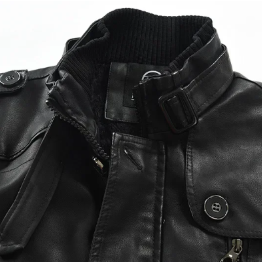 Krystian™ | Elegancka Długa Skórzana Kurtka Biker