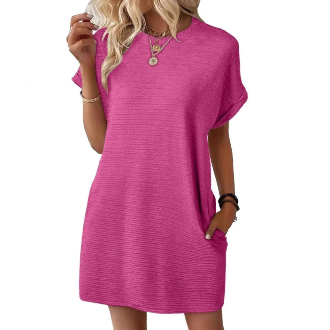 EVASHA™ – Robe d'été décontractée minimaliste à col rond