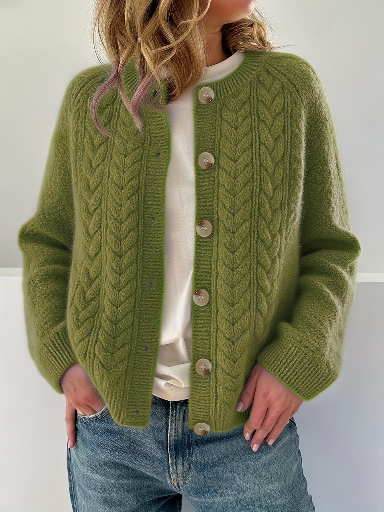 Freya | Kabelstrikket Cardigan Med Knapper