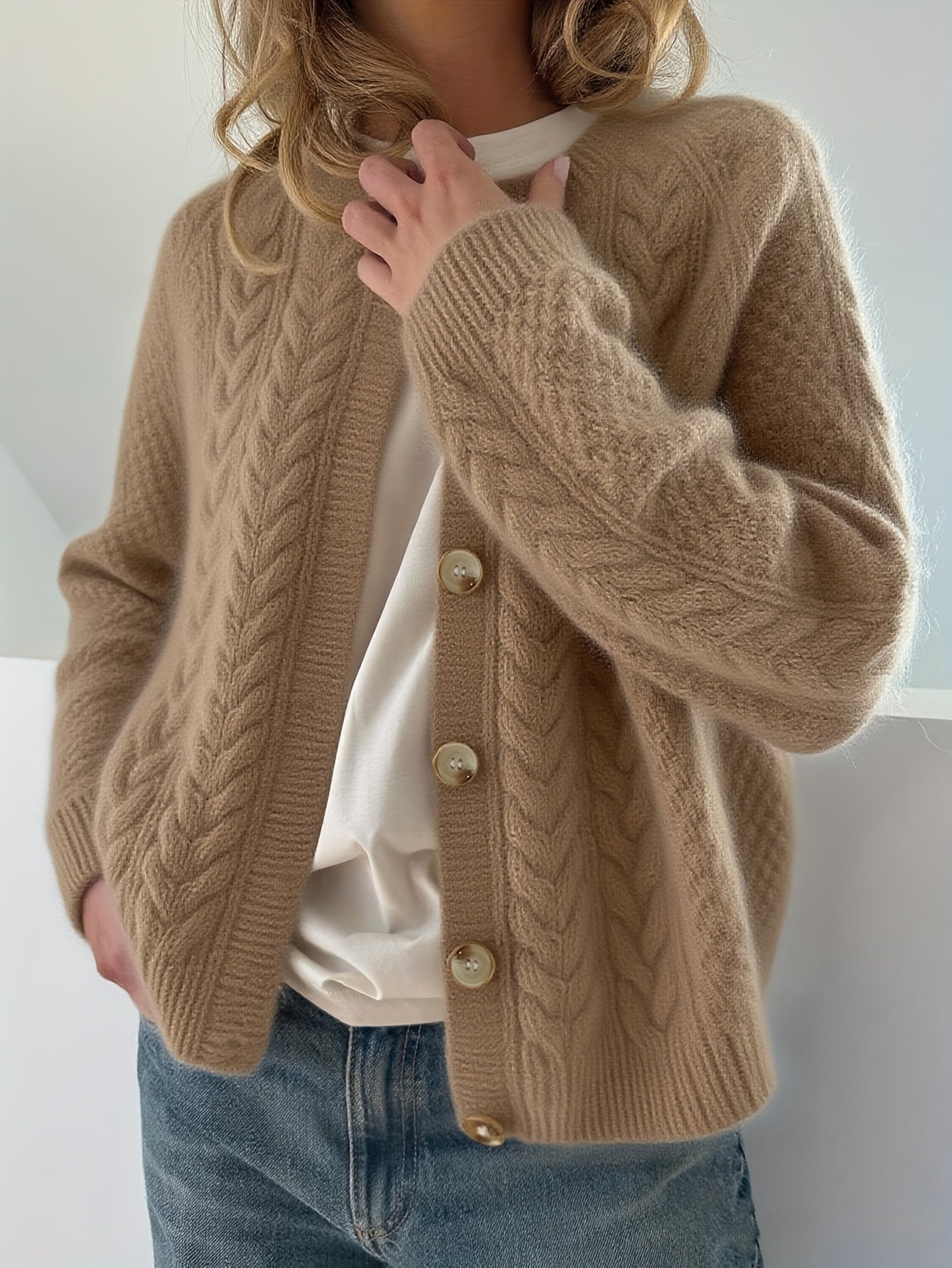 Freya | Kabelstrikket Cardigan Med Knapper