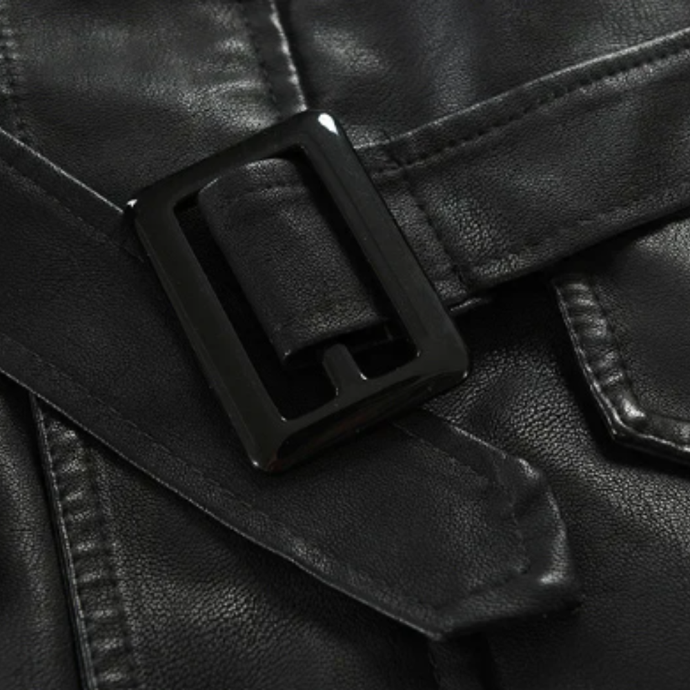 Krystian™ | Elegancka Długa Skórzana Kurtka Biker