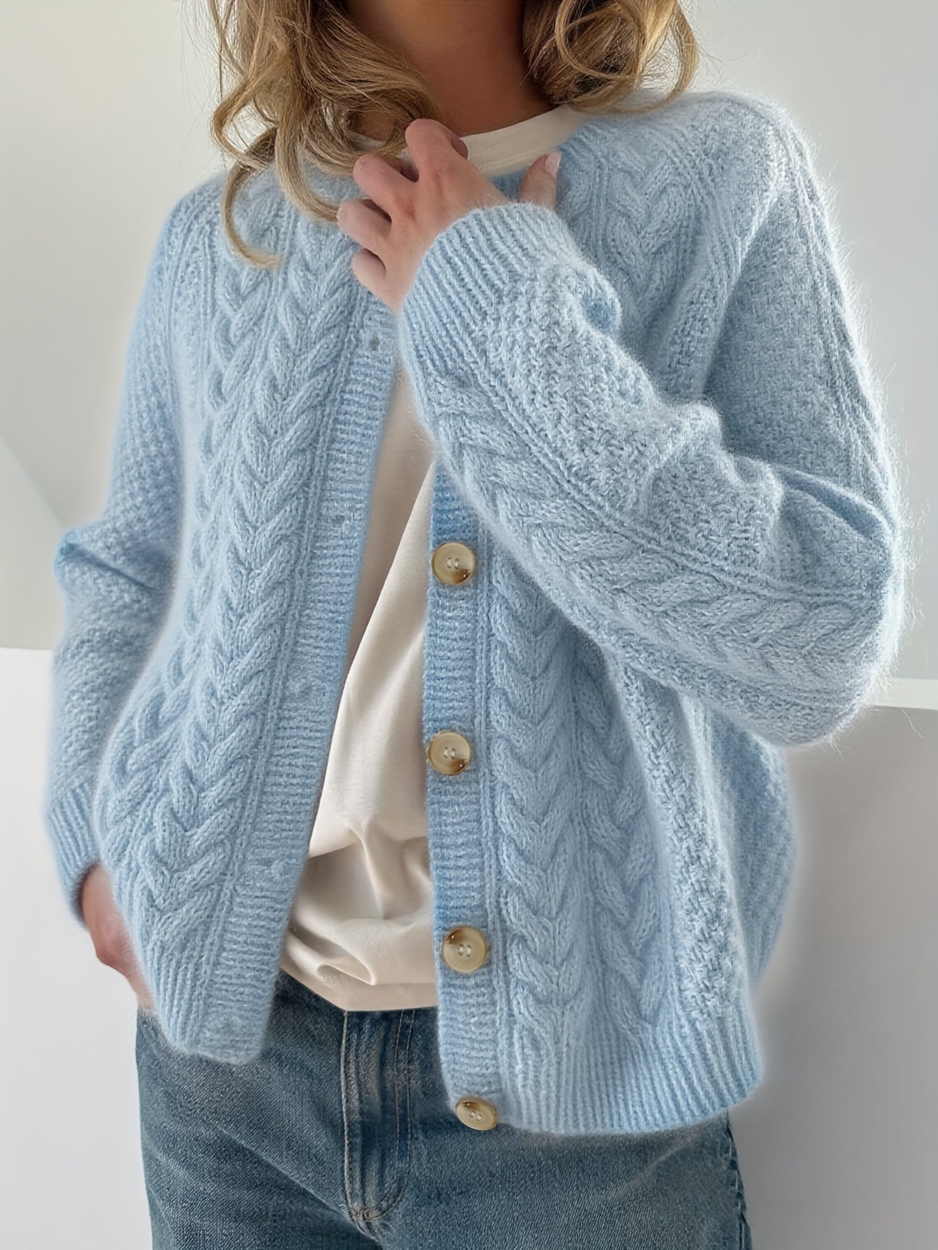 Freya | Kabelstrikket Cardigan Med Knapper