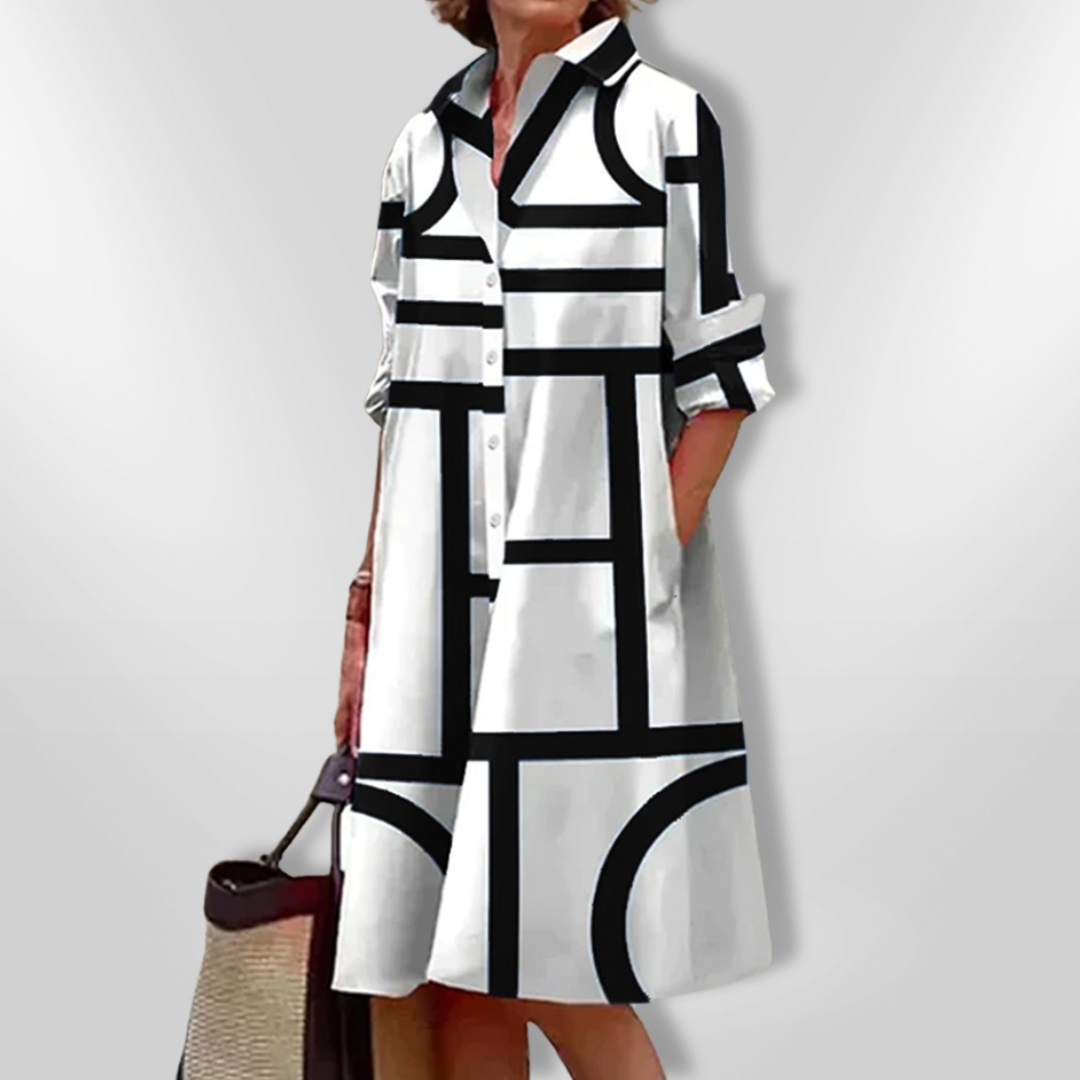 CHEZKA™ - Robe Midi Géométrique Élégante