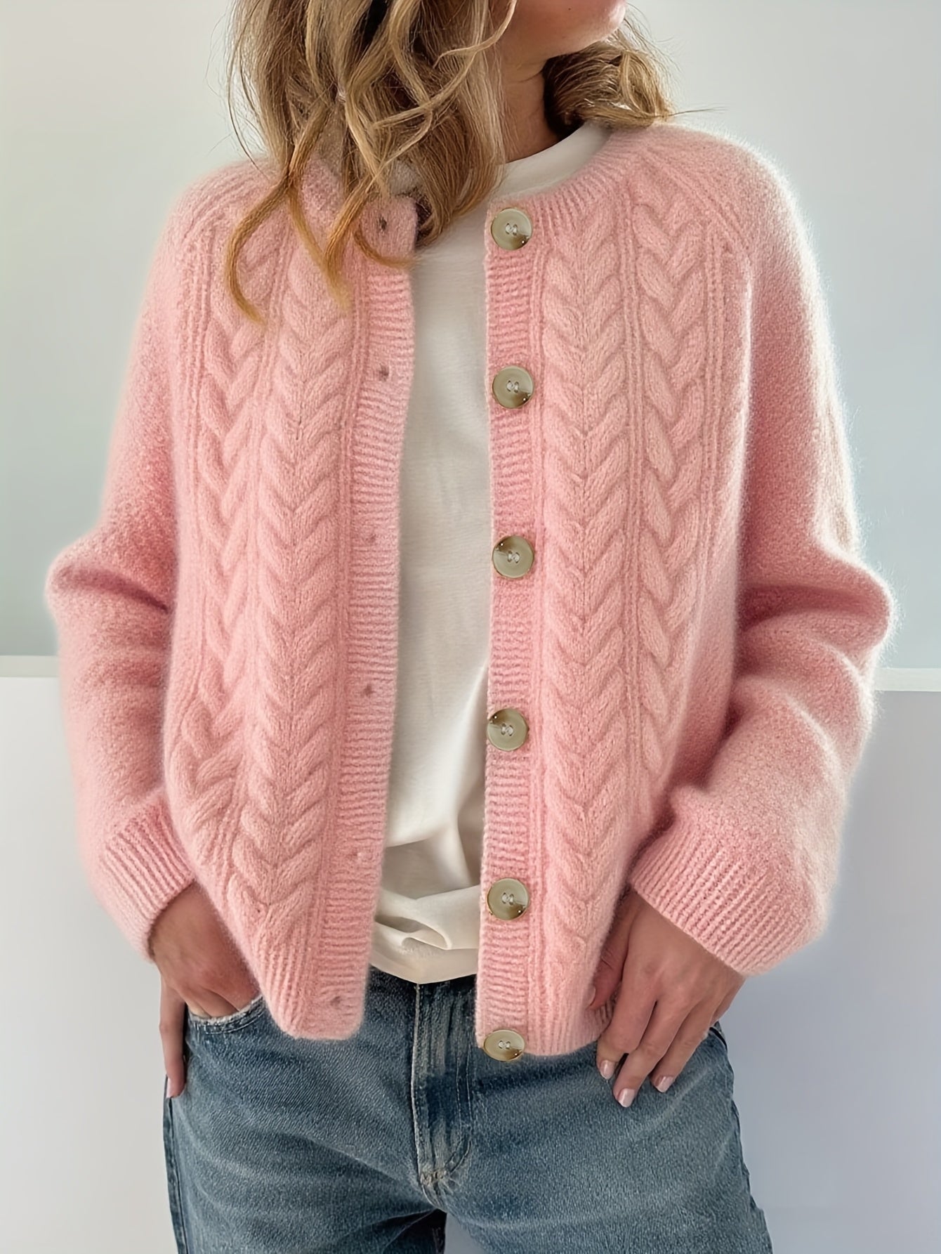 Freya | Kabelstrikket Cardigan Med Knapper