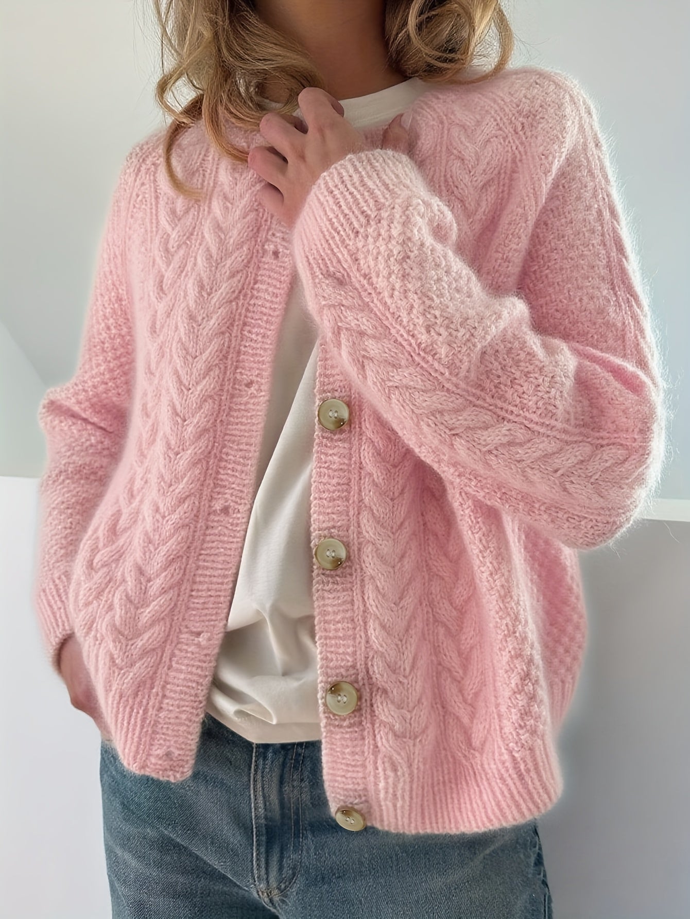 Freya | Kabelstrikket Cardigan Med Knapper