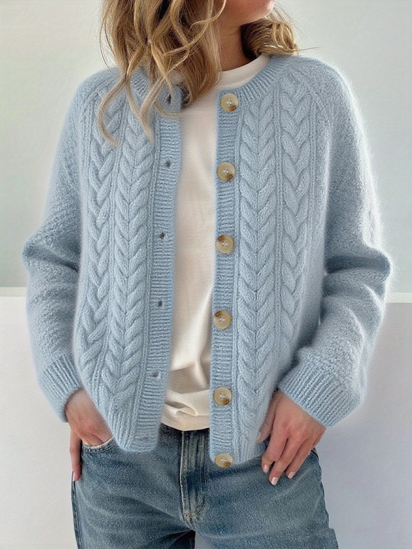 Freya | Kabelstrikket Cardigan Med Knapper