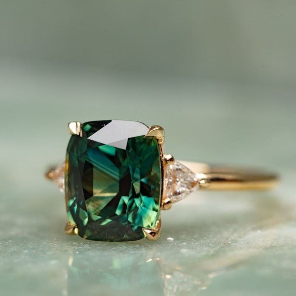 Bague en Pierre Précieuse Verte Inspirée du Vintage | Or