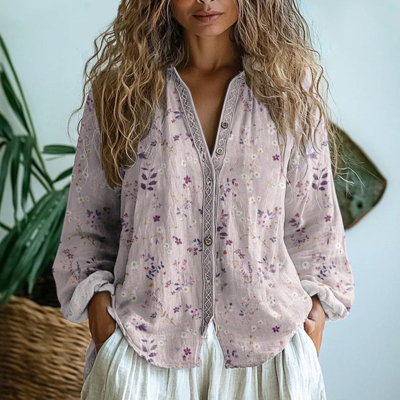 Freya™ | Avslappet Bluse med Naturprint