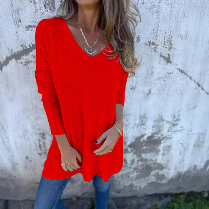 Leona™ | Luźna tunika dzianinowa z dekoltem w serek