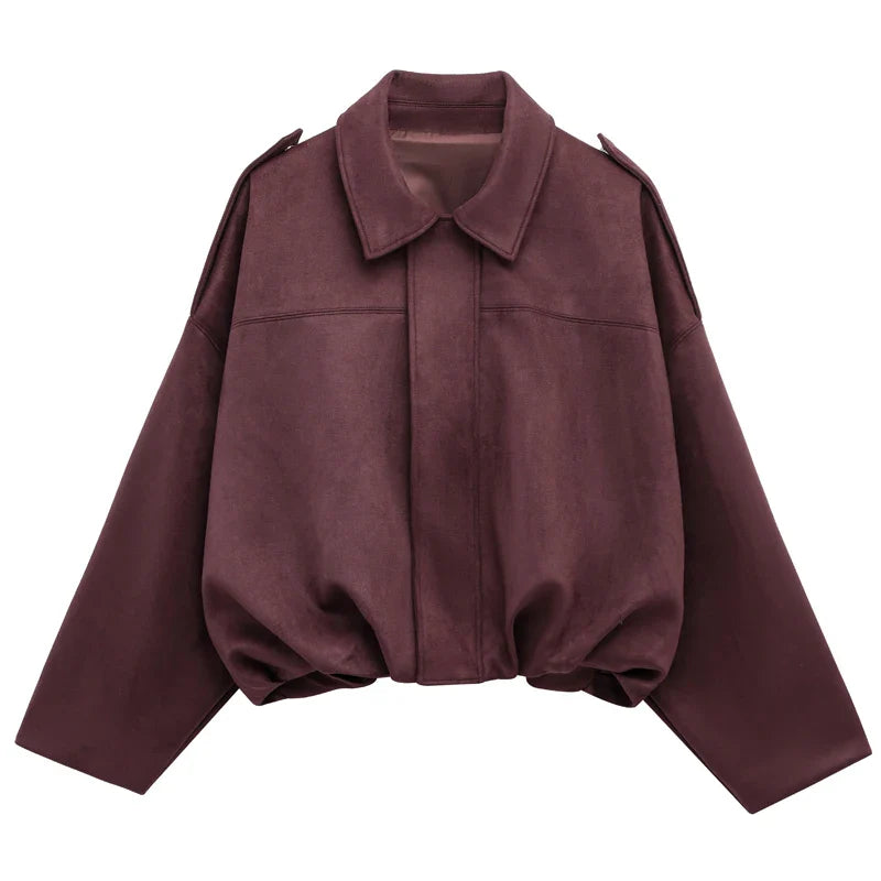 Freya™ | Kvinne Cropped Suede Bomberjakke
