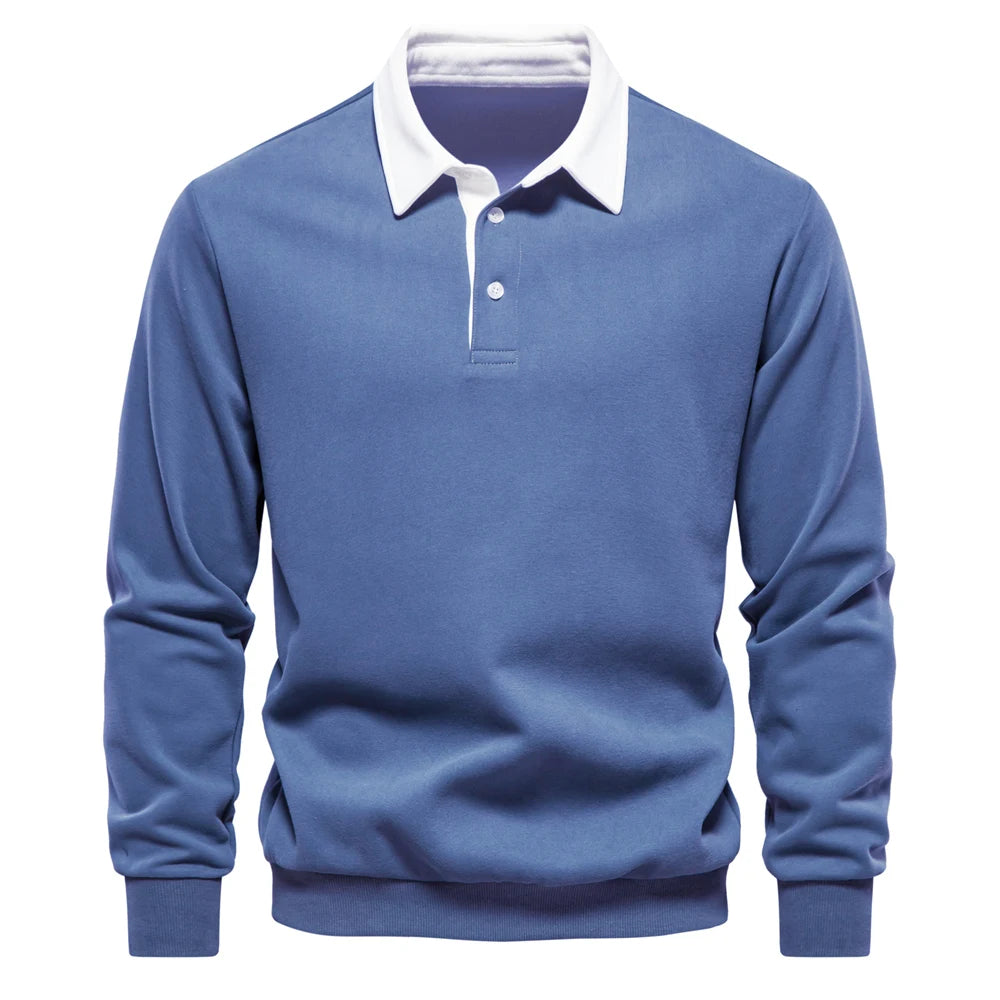 2023 New Autumn Fashion Design Polo Neck Sweatshirts for Men Casual and Social Wear Quality Cotton Mens Sweatshirts