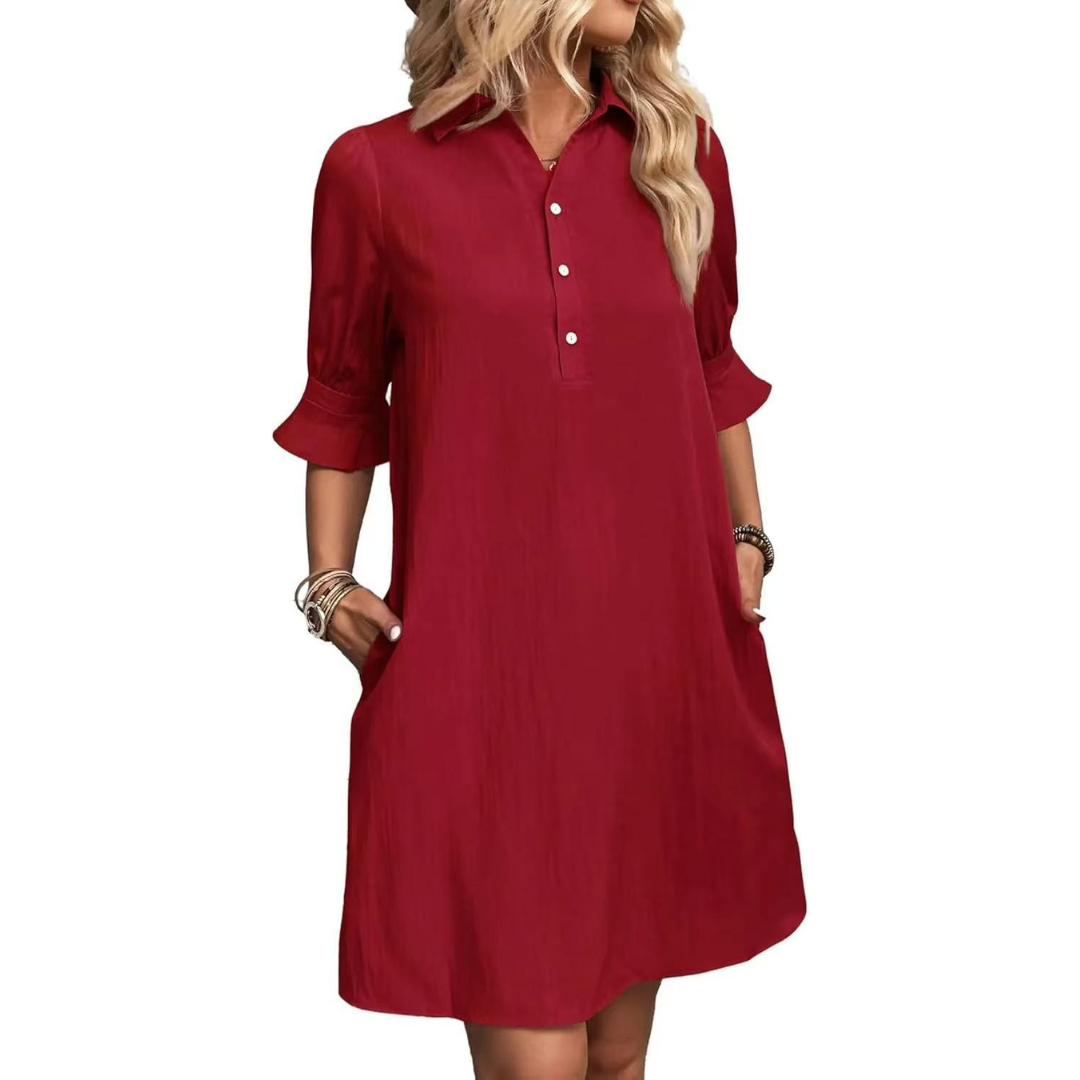 FRANCHESCA™ - Robe Chemise Décontractée à Boutons