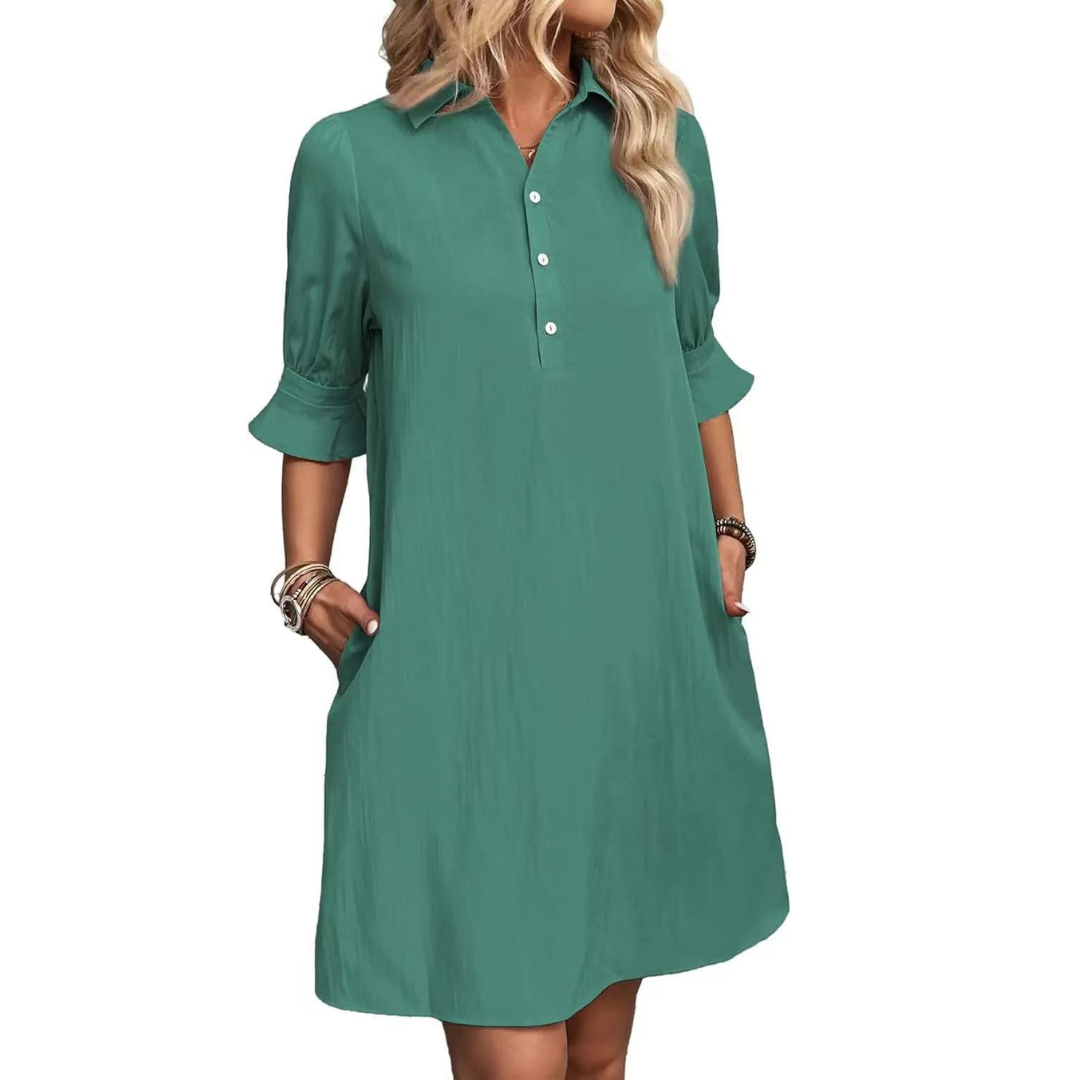 FRANCHESCA™ - Robe Chemise Décontractée à Boutons