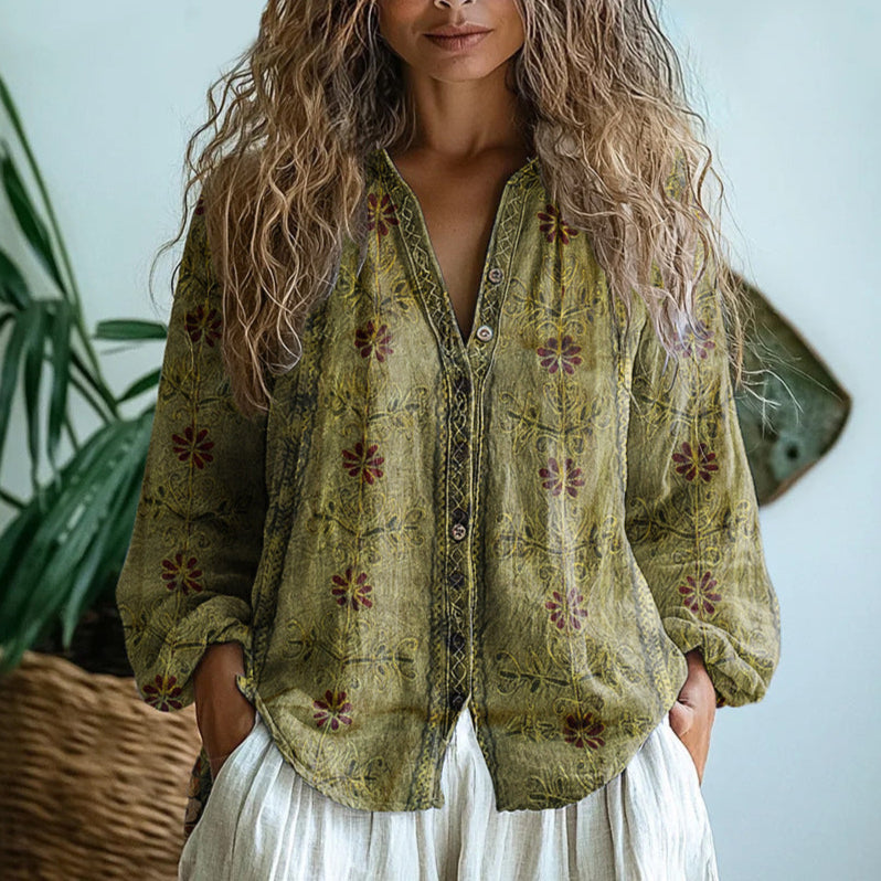 Freya™ | Avslappet Bluse med Naturprint