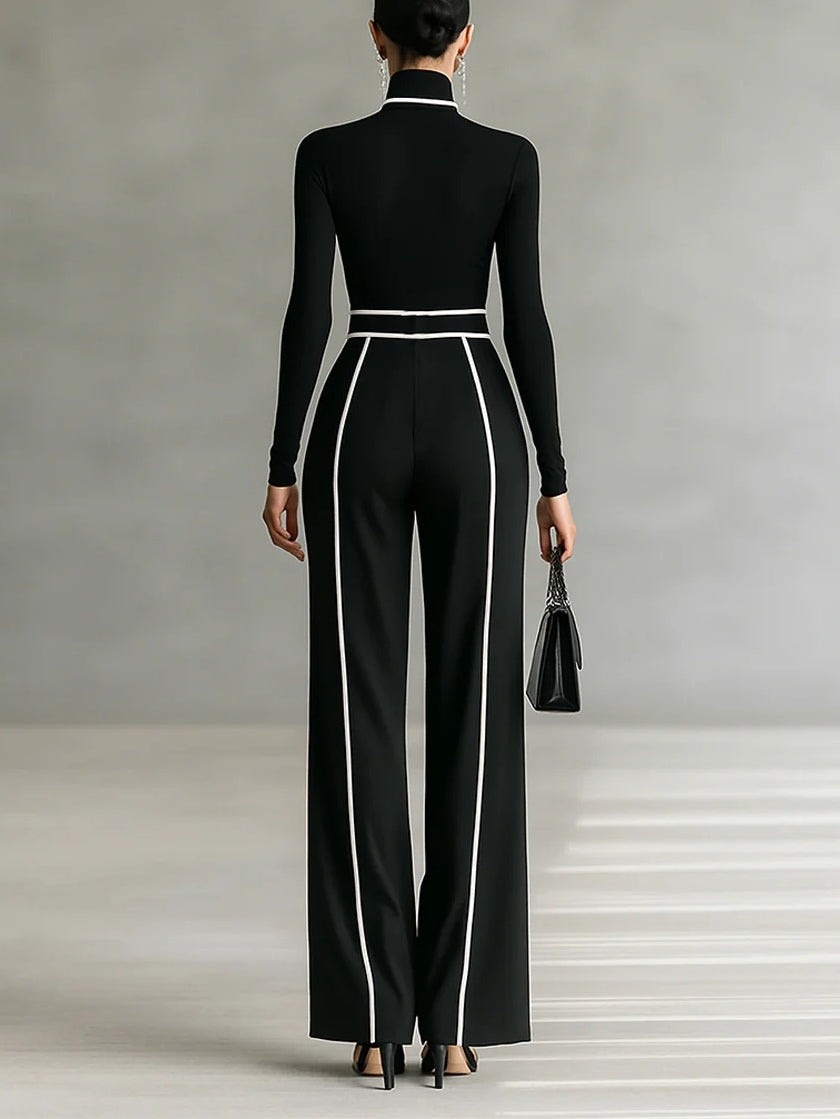Emma - Ensemble élégant de deux pièces avec col montant et pantalon large