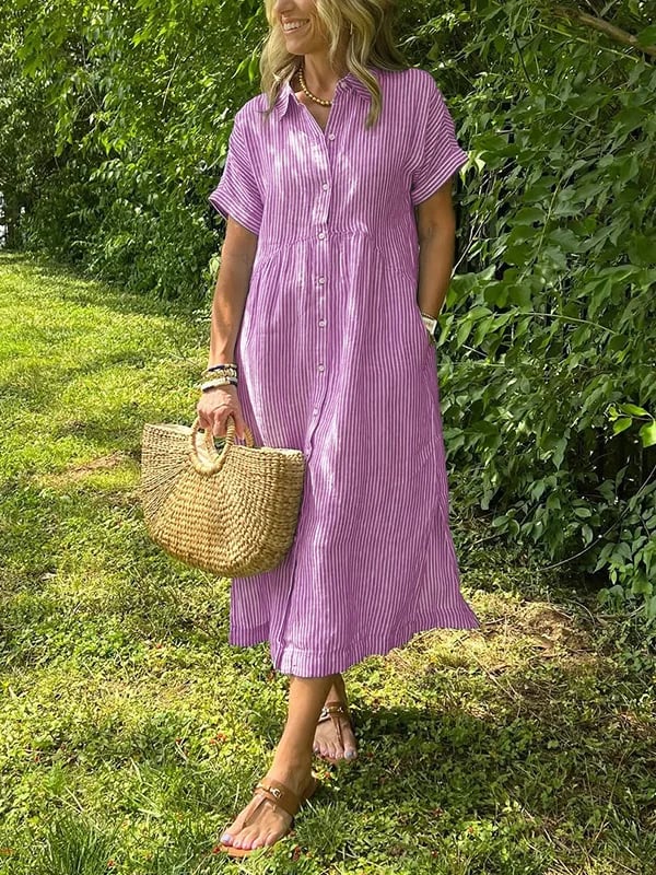 Isavelle – Robe maxi boutonnée en coton