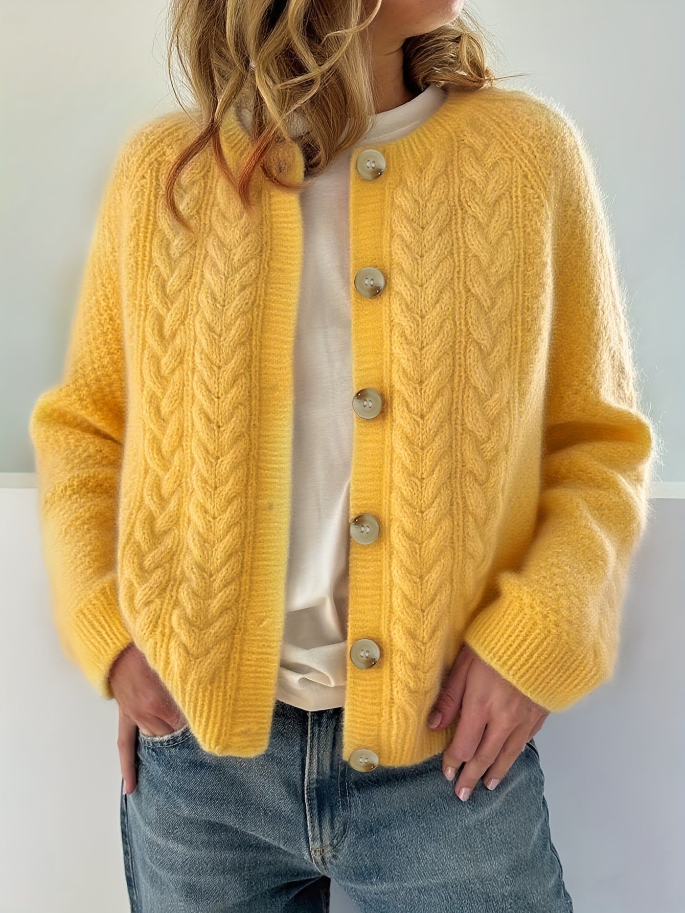 Freya | Kabelstrikket Cardigan Med Knapper
