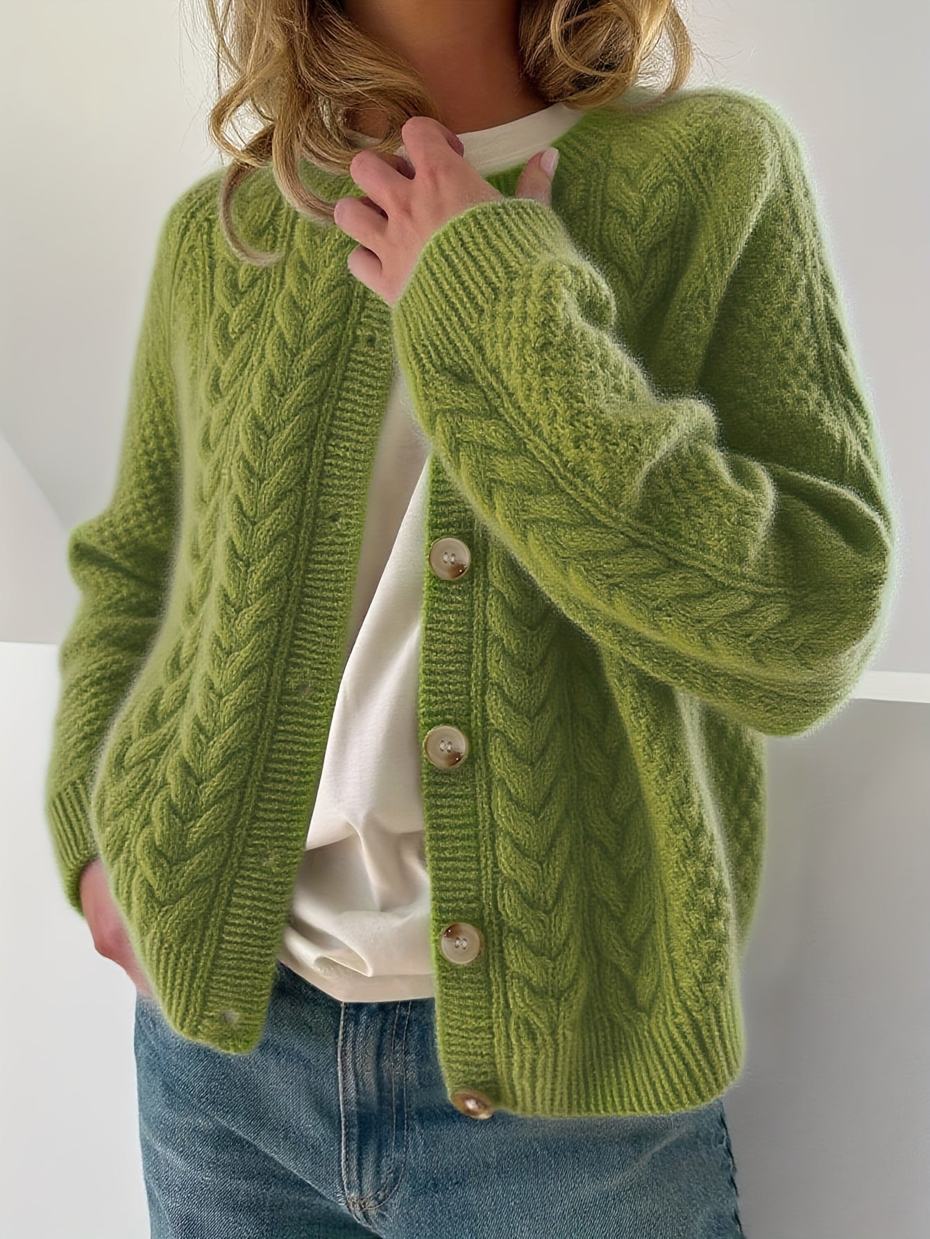 Freya | Kabelstrikket Cardigan Med Knapper