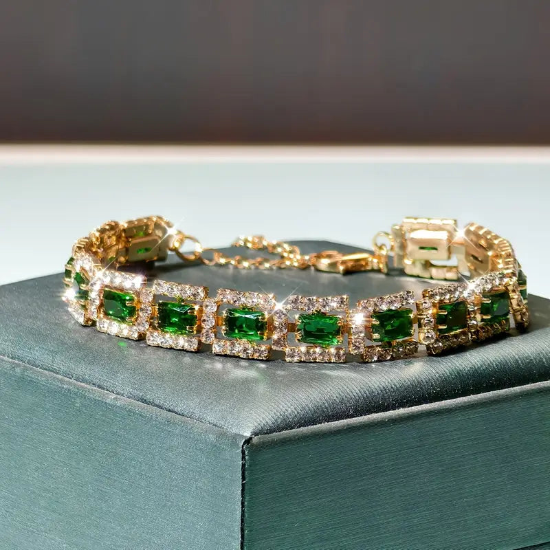 Bracelet Déclaration Vert Émeraude | Or