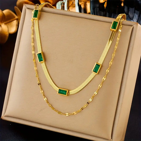 Collier rétro à double couche Sorella Gem | Or