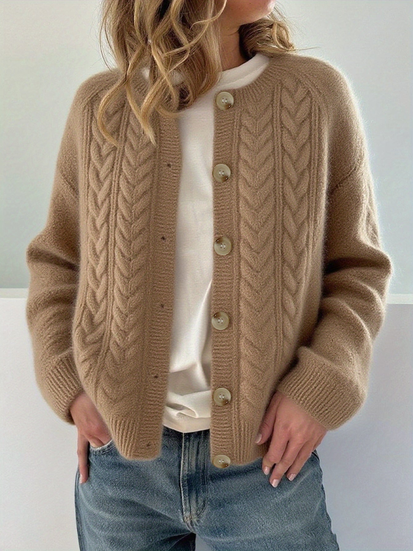 Freya | Kabelstrikket Cardigan Med Knapper