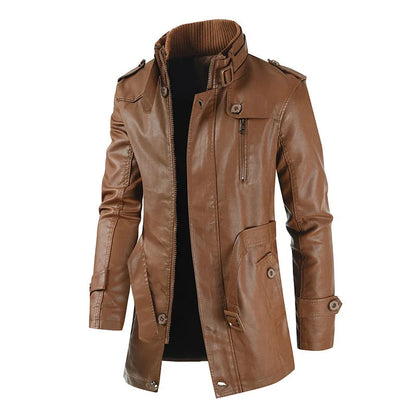 Krystian™ | Elegancka Długa Skórzana Kurtka Biker