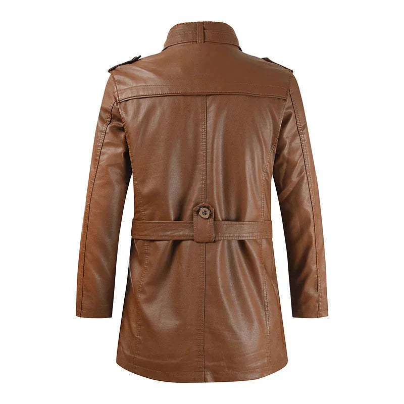 Krystian™ | Elegancka Długa Skórzana Kurtka Biker